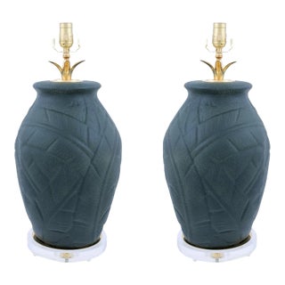 1960s Custom Banana Leaf Lamps - Set of 2 For Sale