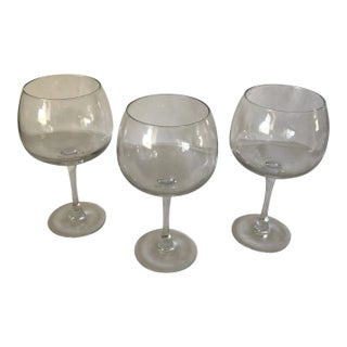 1970s Glass Wine Goblets - Set of 3 For Sale