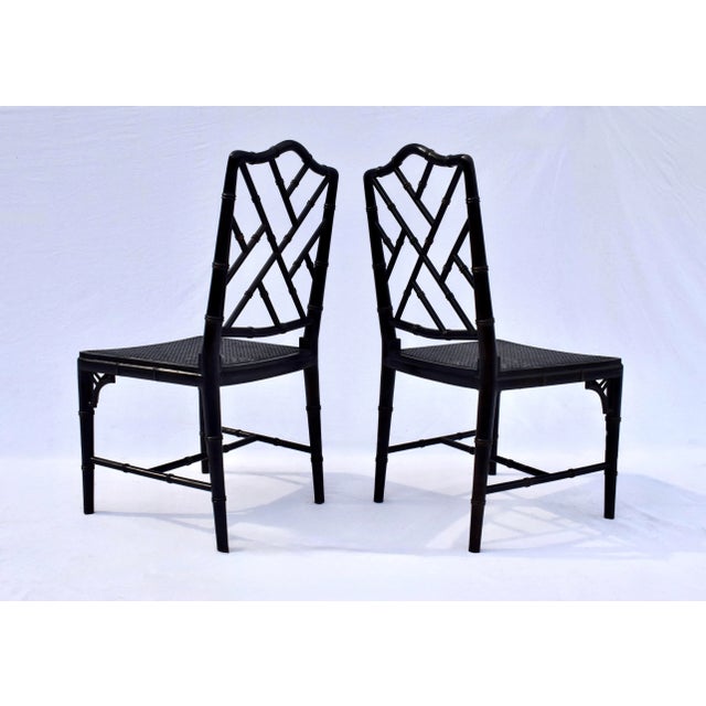 Vintage Chinese Chippendale Dining Chairs, Set of Eight, Lacquered For Sale - Image 9 of 16