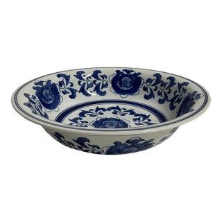 Late 20 Century Blue and White Large Chinoiserie Bowl For Sale