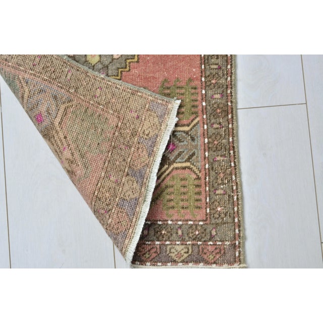 1960s 1960s Hand Knotted Neutral Mini Rug For Sale - Image 5 of 6