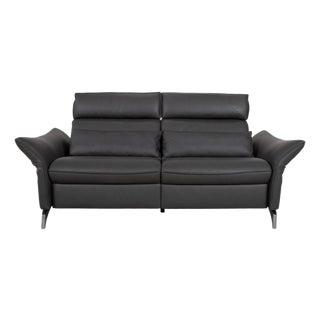 Three-Seater Leather Sofa in Grey with Manual Function Couch by Himolla Weilheim For Sale
