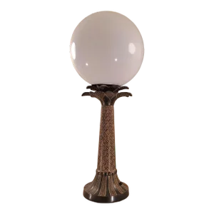 2000s Large Hollywood Regency Royal Palm Tree Globe Table Lamp