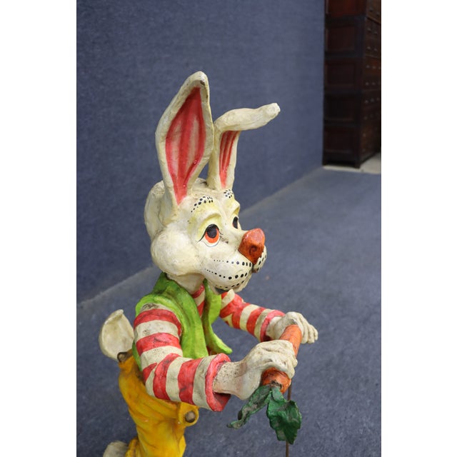1950s Hand-Painted Folk Art Rabbit Figure With Carrot For Sale - Image 13 of 13