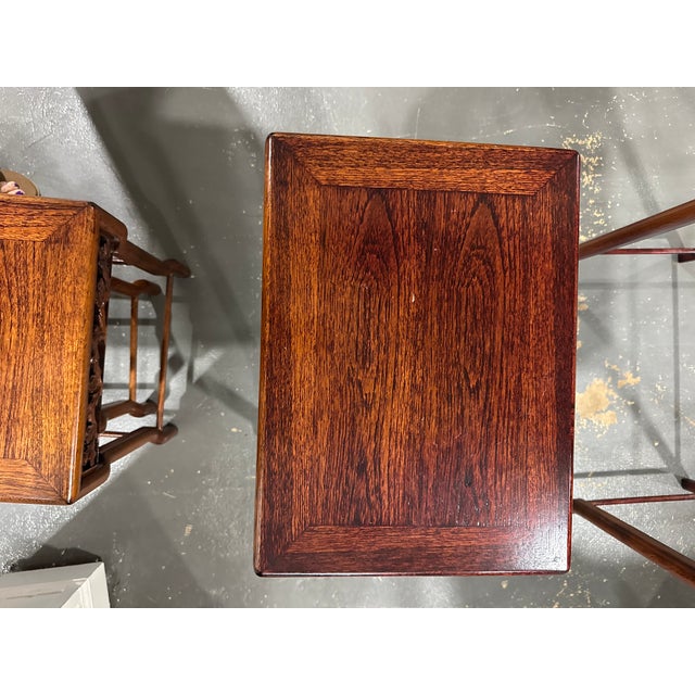 Chinese Antique Hongmu Rosewood Nesting Tables, Set of 4 For Sale - Image 9 of 12