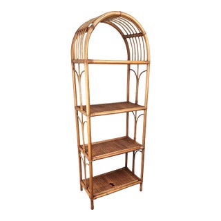 1960s Italian Bamboo Rattan Bohemian French Riviera Étagère Bookshelf For Sale