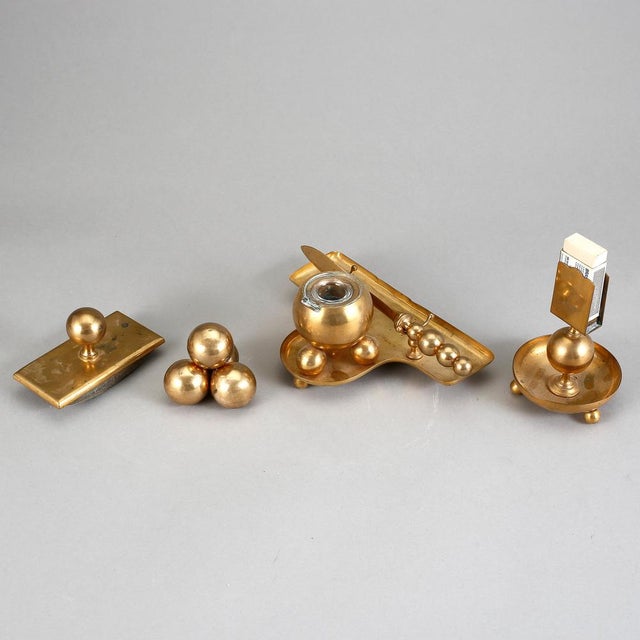 Office set made up of 5 bronze pieces, manufactured by Gusum in Sweden, 1900s. Sign. This piece is attributed to the...