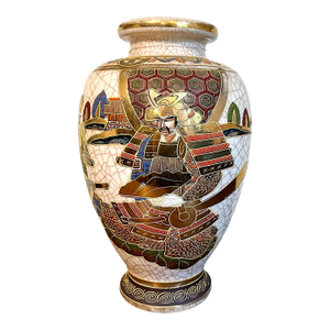 Large Antique Japanese Hand Painted Gilt Moriage Vase With Immortals