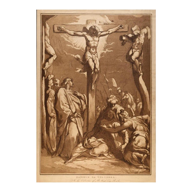 Crucifixion: 18th Century Etching by Conrad Metz after Daniele da Volterra, 1789 For Sale