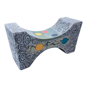 "Day Break" by Michael Gustavson, Raku Ceramic Bench Sculpture for Garden or Indoor, Functional Contemporary California Art