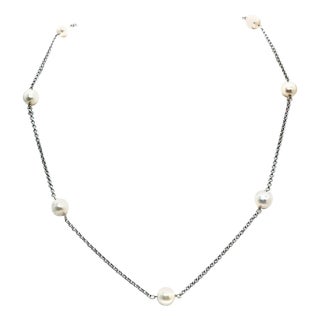 Akoya Pearl Necklace 14k Gold Women Certified For Sale
