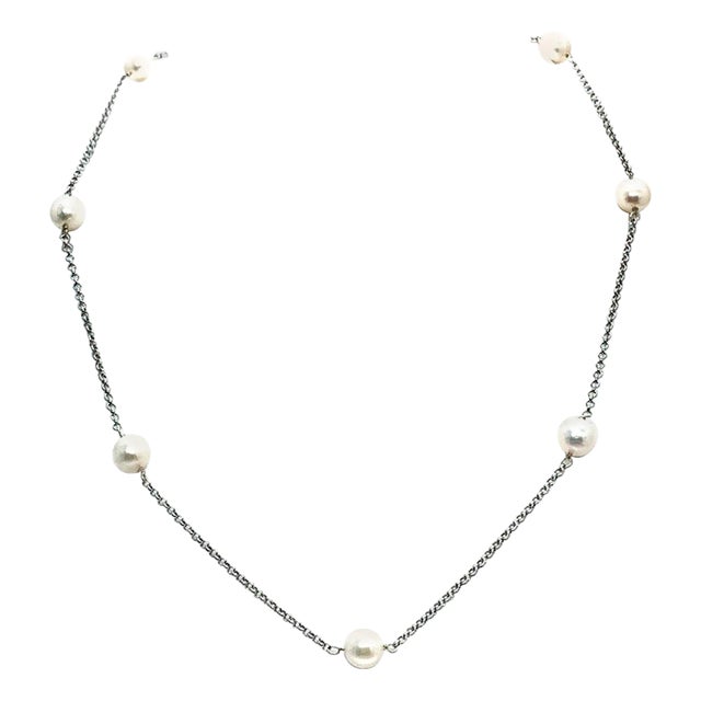 Akoya Pearl Necklace 14k Gold Women Certified For Sale