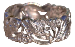 The Love Birds: Antique White Gold Love Bird Eternity Band