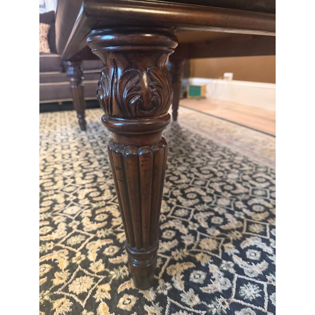 Vintage Regency Style Mahogany Parquetry Coffee Table With Flame Mahogany Apron For Sale - Image 14 of 15