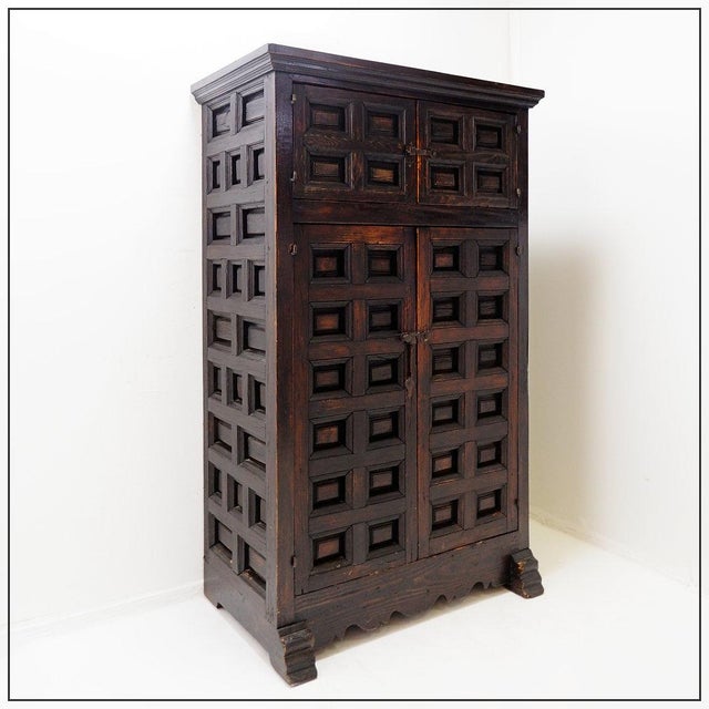 Brutalist Spanish Cabinet in Wood, 1950s For Sale - Image 16 of 16