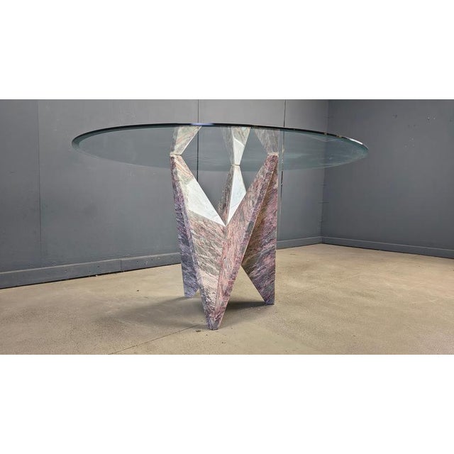 Architectural Marble and Glass Dining Table, 1970s For Sale - Image 8 of 15