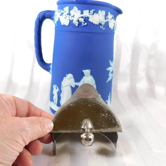 1950s Wedgwood Jasperware Trojan Jug or Pitcher With Metal Pouring Cap For Sale - Image 4 of 5