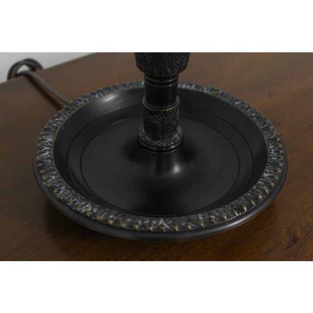 Bronze Finish Double Arm Table Lamp W. Tole Shade Chairish