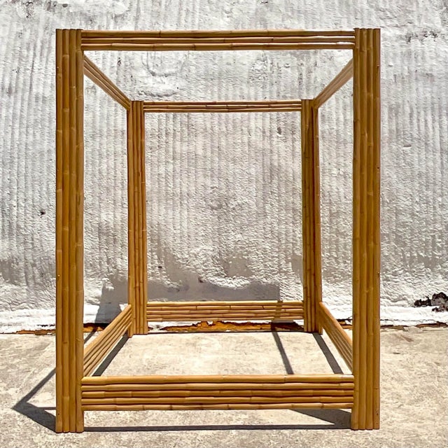 A fabulous vintage Coastal Queen canopy bed. A chic rattan frame in a clean and simple design. Perfect to add a little...