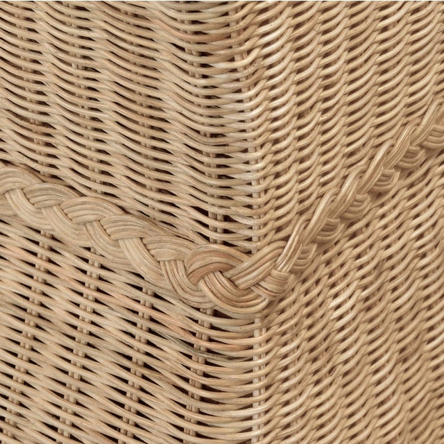Wood Matthew Izzo Home Daphne Lawson Style Natural Rattan Sofa With Ivory Linen Cushions For Sale - Image 7 of 9