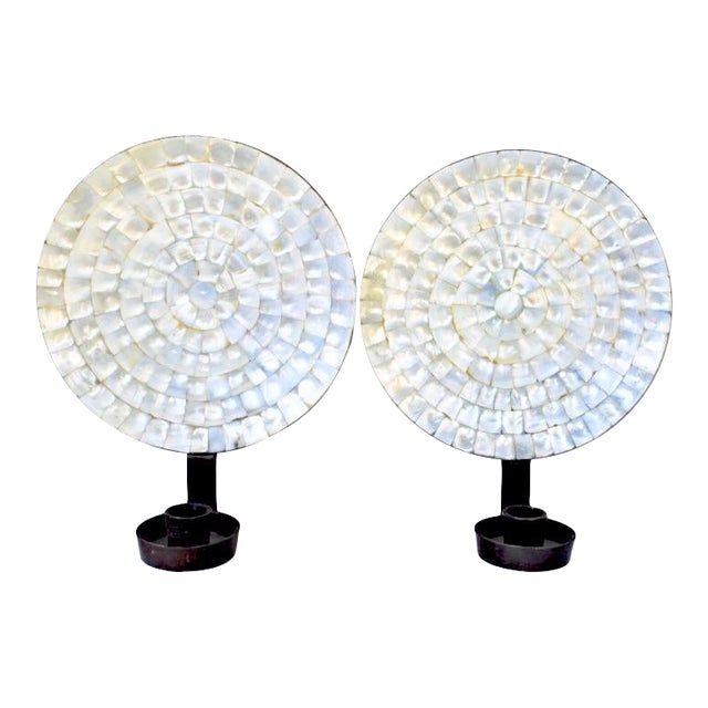 Vintage Mother Of Pearl Candle Sconces A Pair Chairish