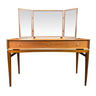 1960s Mid Century Modern Younger Teak Vanity and Mirror For Sale