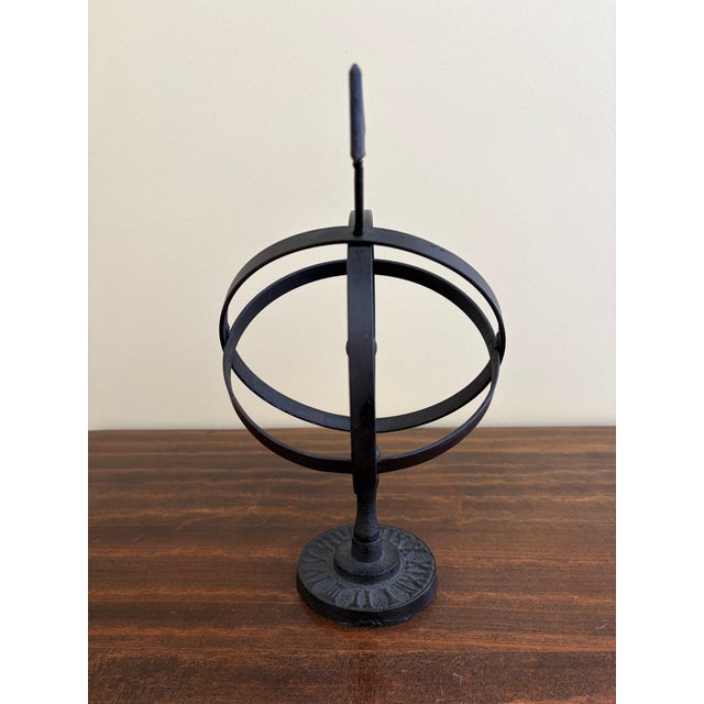Black Iron Armillary Globe Sculpture – Traditional Landscape & Garden Decor For Sale In South Bend - Image 6 of 8