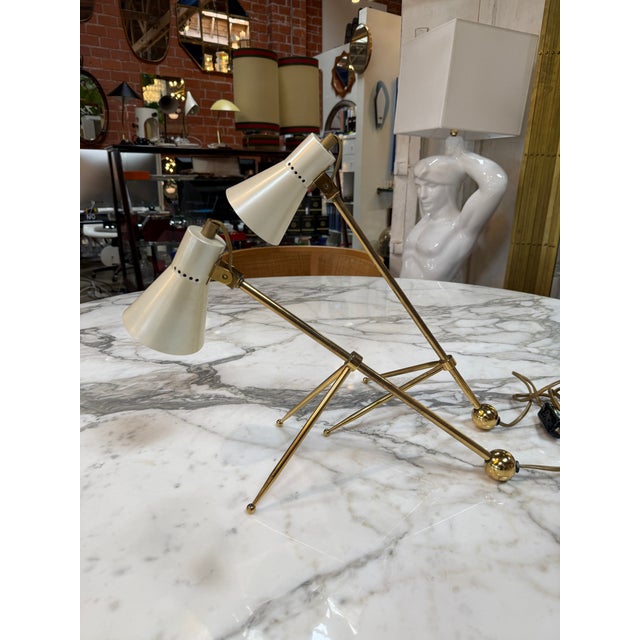 Metal 1970s Giuseppe Ostuni Style Italian Brass Table Lamps - a Pair For Sale - Image 7 of 8
