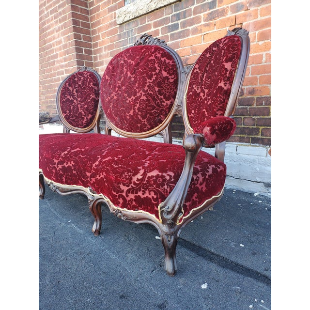 Antique Victorian Carved Wood Triple Medallion Sofa Chairish