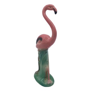 Mid 20th Century "Handsome" Pink Flamingo Ceramic Tabletop Statue by Leftons For Sale