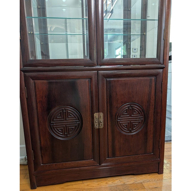 1980s Chinese Solid Hardwood Display Cabinet/Curio Hutch For Sale In New York - Image 6 of 10