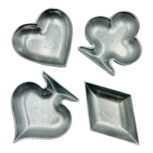 Wilton Co. "Armetale" Set of 4 Card Suit Trinket Trays: Heart, Spade, Club & Diamond