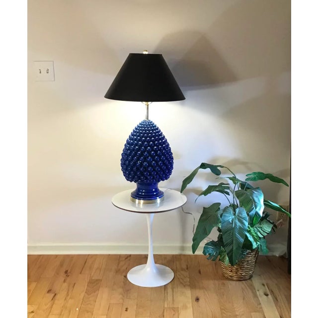 Metal 1950s Authentic Hand Signed Paul Hanson Italian Pine Cone Decorative Oversized Table Lamp For Sale - Image 7 of 13