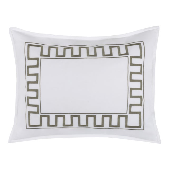 Erin Gates x Kassatex Greek Key King Sham, Set of 2 in Sage For Sale
