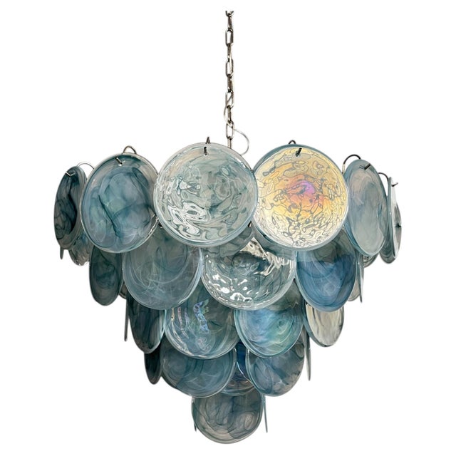 Metal Murano Glass Pendant Light in Blue and Smoky Tones from Justfurnituress SRL For Sale - Image 7 of 10