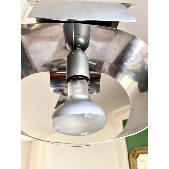 Vintage Chrome and Metal Pendant Light, 1970 For Sale - Image 9 of 11