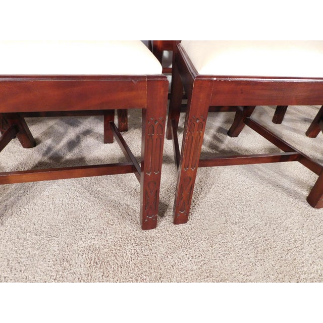 Set of 8 Maitland Smith Mahogany Chinese Chippendale Medallion Dining Chairs For Sale - Image 11 of 16