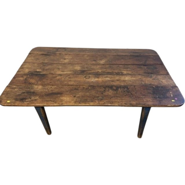 C 1860 Paintef Pine Kitchen Table For Sale - Image 4 of 6