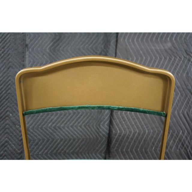 Mid 20th Century A. Fritz + Co Mid Century Gold Frame & Green Velvet Metal Folding Chairs Modern For Sale - Image 14 of 16