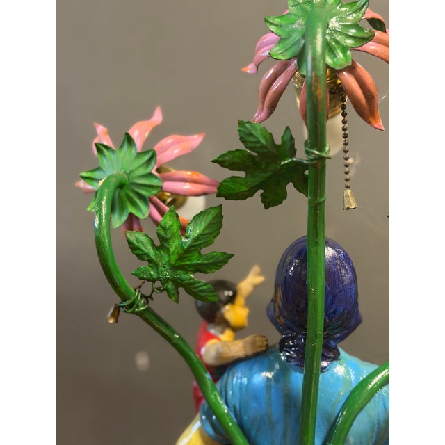 Royal Blue Early 20th Century German Ceramic Woman and Child Accent Lamp For Sale - Image 8 of 8