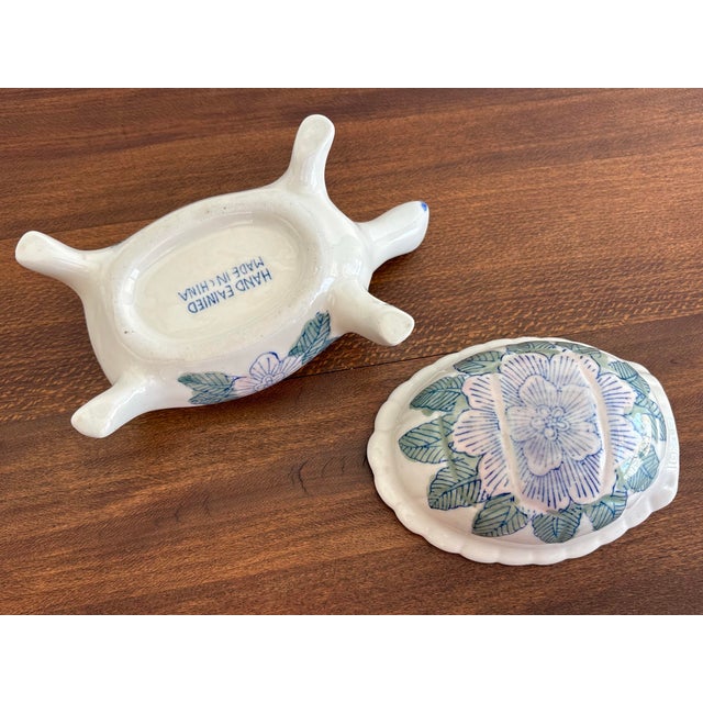 1980s Porcelain Lidded Turtle Box For Sale - Image 10 of 11