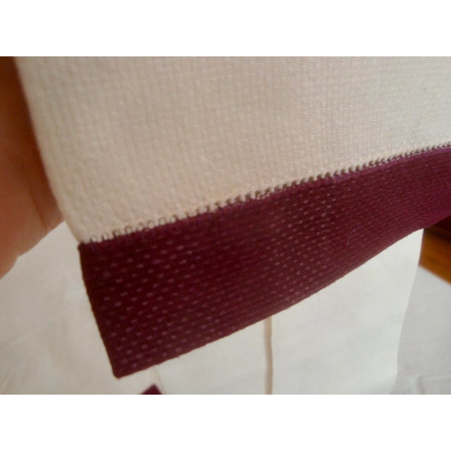 Mid 20th Century 1940s Linen Hand Towels Maroon & Ivory Set of 3 For Sale - Image 5 of 11