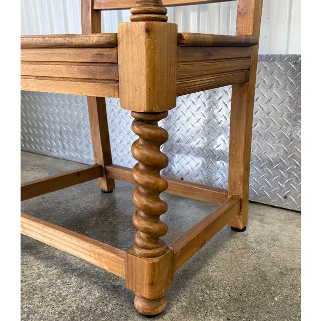 Rustic Vintage Scrubbed Pine English Revival Rustic Carver Chair For Sale - Image 3 of 12