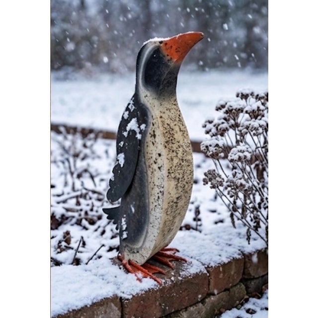 Metal Mid-Century Modern Painted Metal Penguin Garden Sculpture For Sale - Image 7 of 8