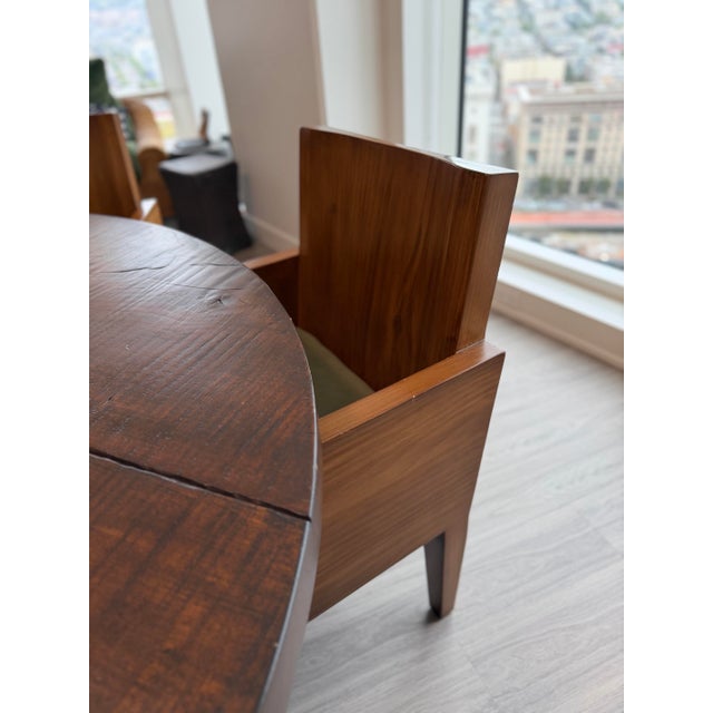 Animal Skin Mimi London Custom Dining Chairs, Set of Six, Solid Wood, Green Suede Seats For Sale - Image 7 of 13