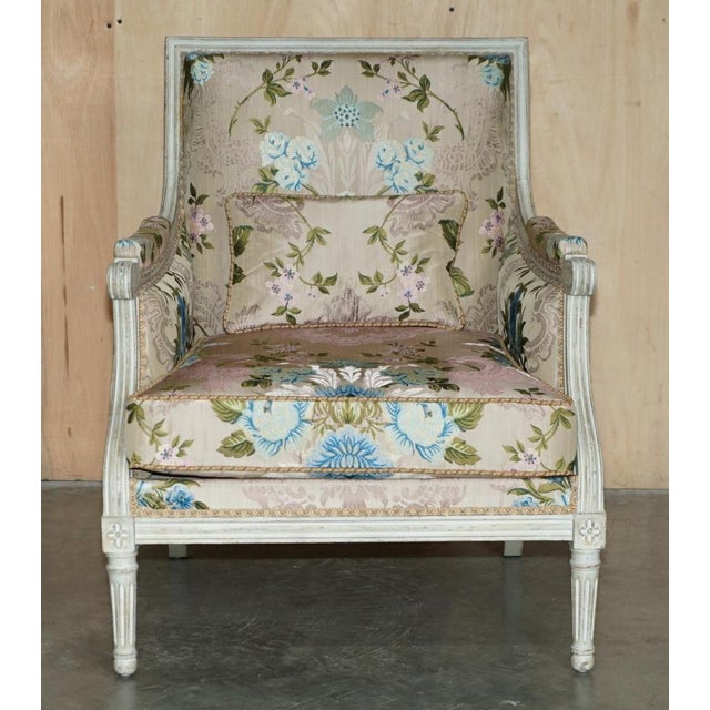 Antique French Charles-Emile Moinat Silk Floral Upholstered Armchairs, Set of 2 For Sale - Image 3 of 18