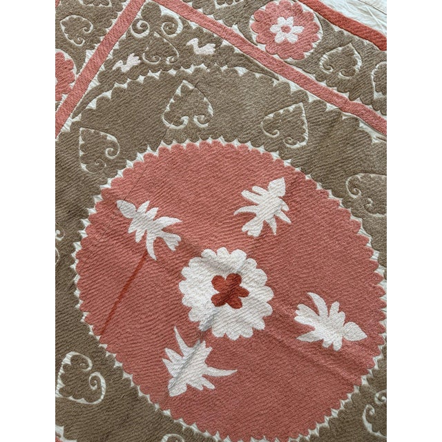 Suzani Textile Wall Art - Bohemian Embroidery 4'4'' X 4'5'' For Sale - Image 11 of 16