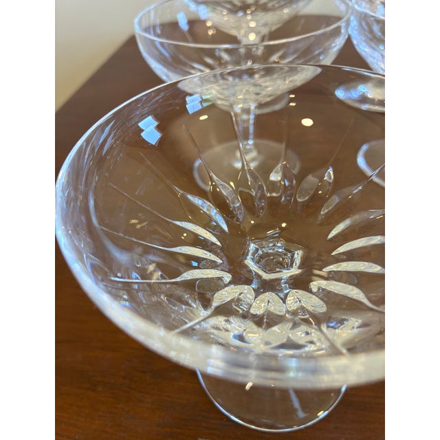 Mid-Century Modern Vintage Josair German Etched Crystal Champagne Coupe Glasses – Set of 8 For Sale - Image 3 of 11