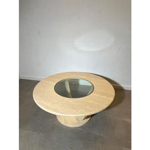 Vintage Travertine Coffee Table with Glass Centre For Sale - Image 6 of 7