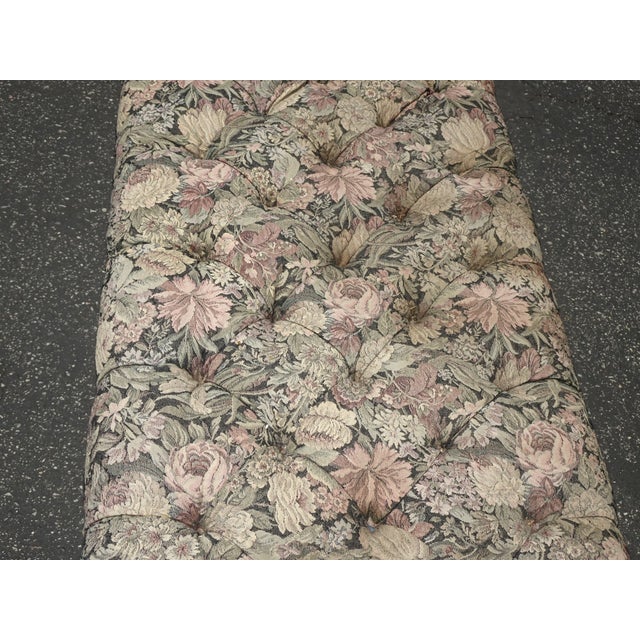 Hollywood Regency 1960s Vintage French Hollywood Regency Bed Side Floral Bench W Cast Iron Skirt For Sale - Image 3 of 11
